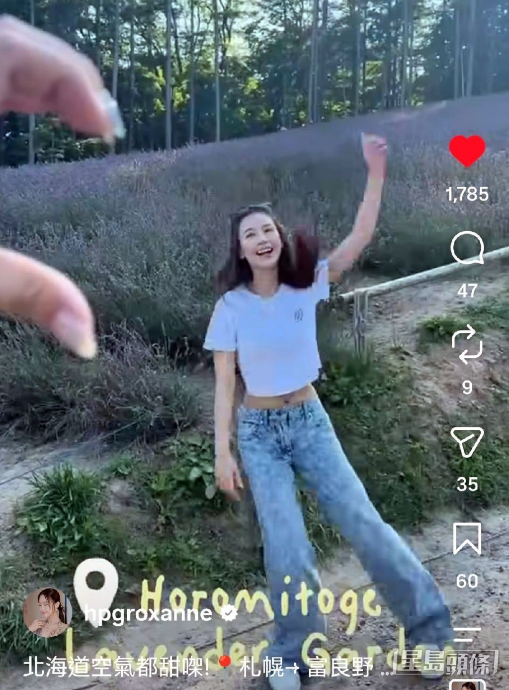 何沛珈趕在花季結束前到花海拍攝美照。