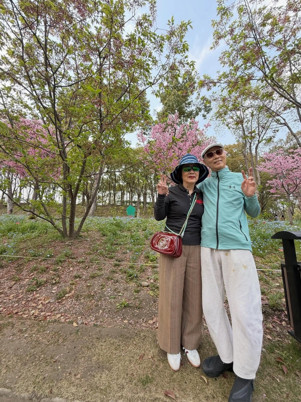 汪明荃曾與丈夫羅家英到上海顧村公園欣賞櫻花。
