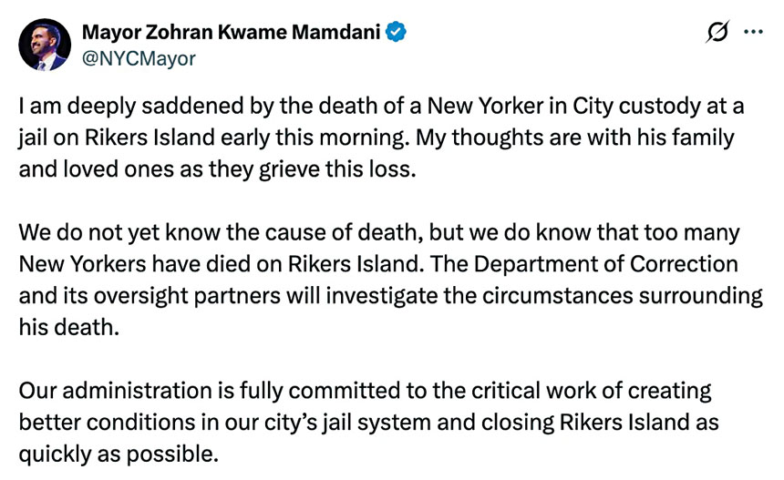 馬姆達尼在社交平台 X 的帖文引起案中死者家屬不滿。 馬姆達尼X截圖