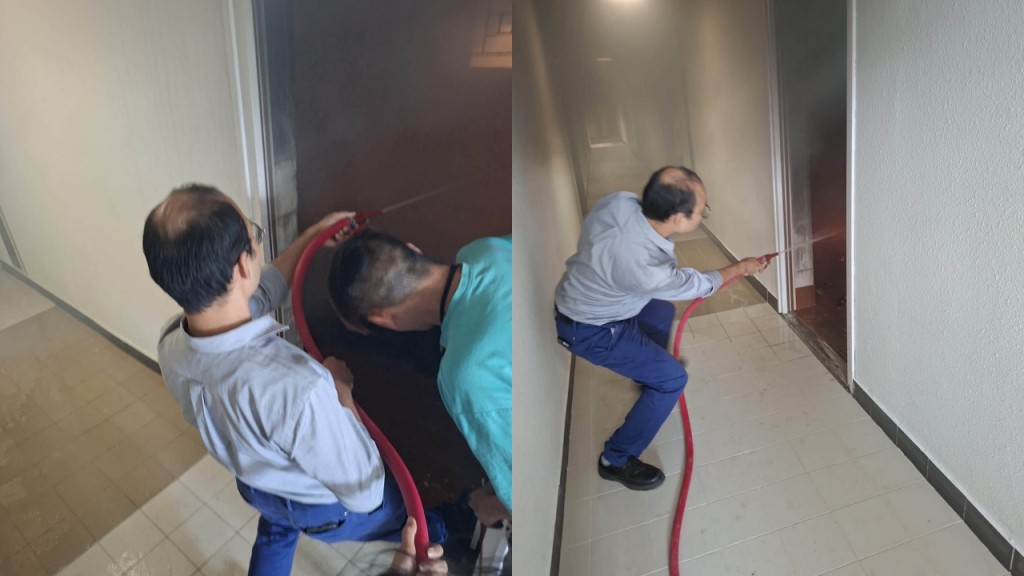 上水彩石邨垃圾房起火 屋邨職員迅速協助救火獲讚