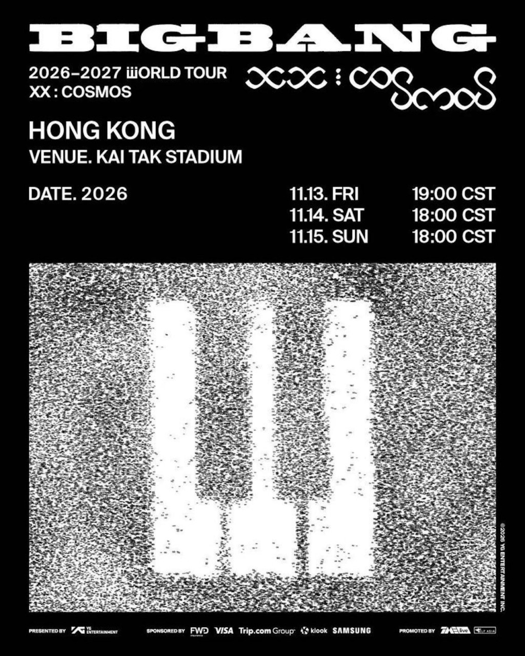主辦機構在9月2日公佈BIGBANG世界巡迴演唱會香港站的詳情。
