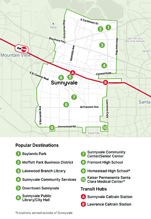 Sunnyvale Beam運營地圖。官網圖片