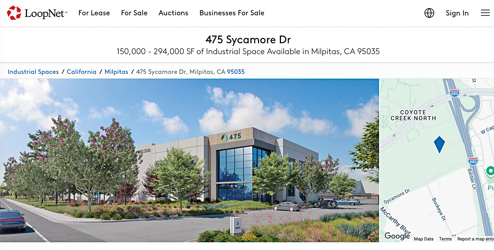 苗必達Sycamore Drive 475號物業出租信息。網站截屏