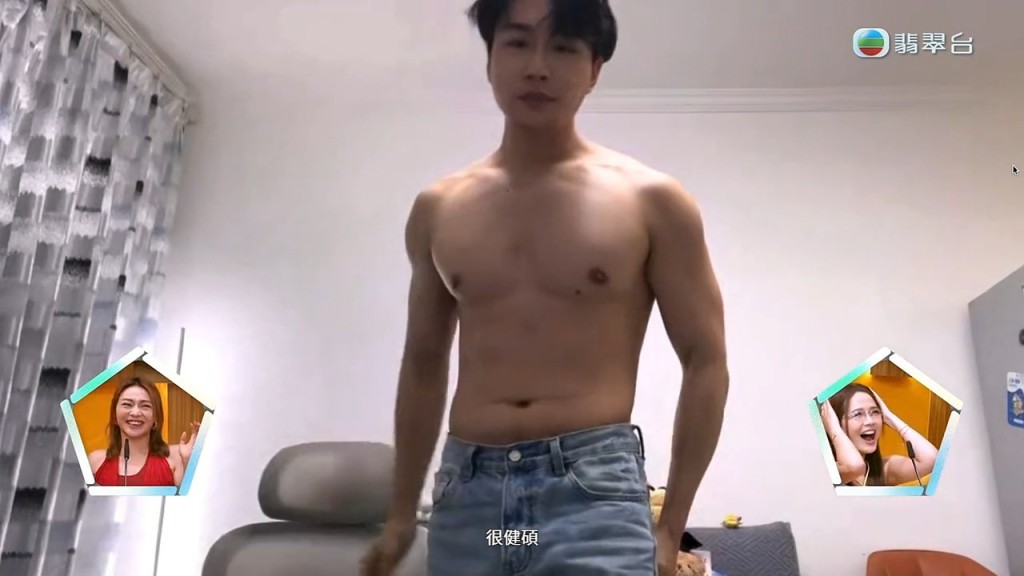 吳泳潭在鏡頭前大騷健碩身形，表現出十足誠意。