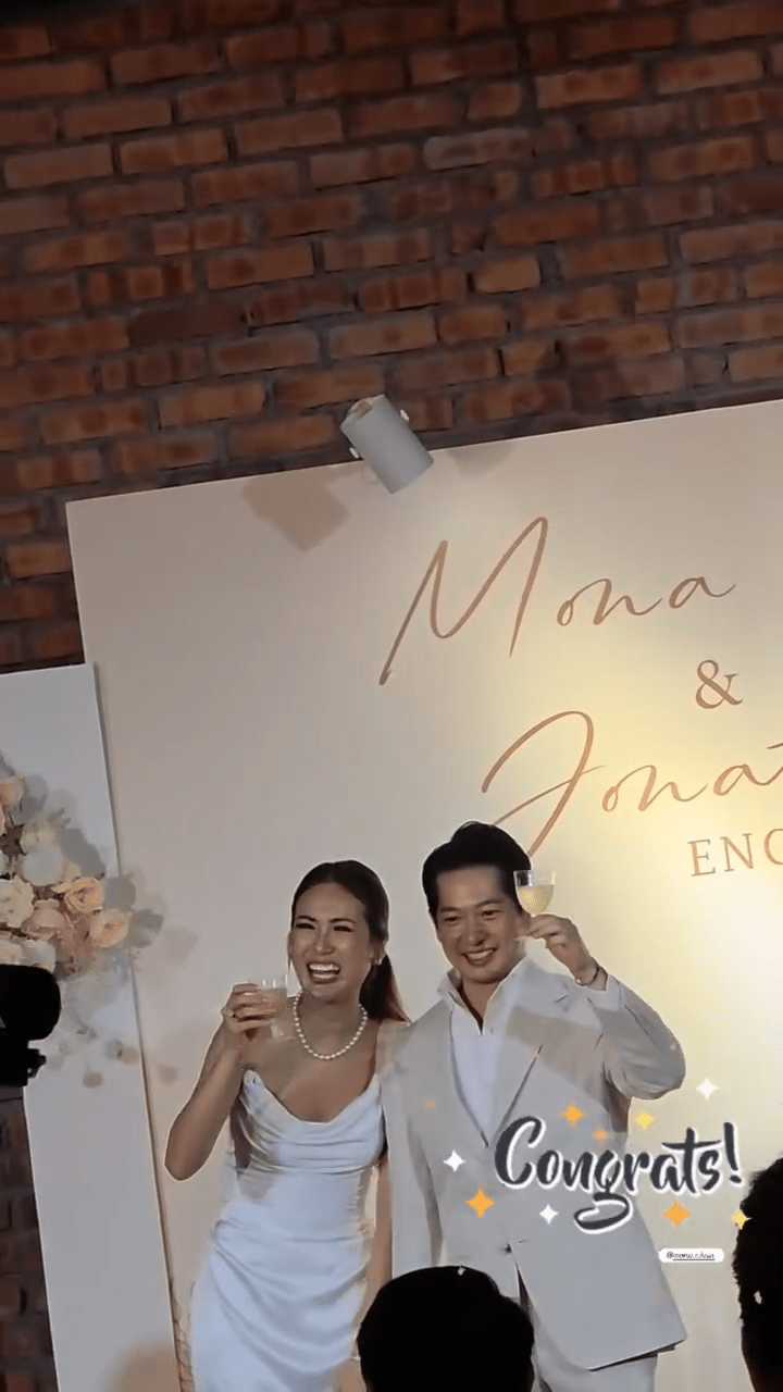 莊思華與男友Jonathan的訂婚派對充滿浪漫氣氛。