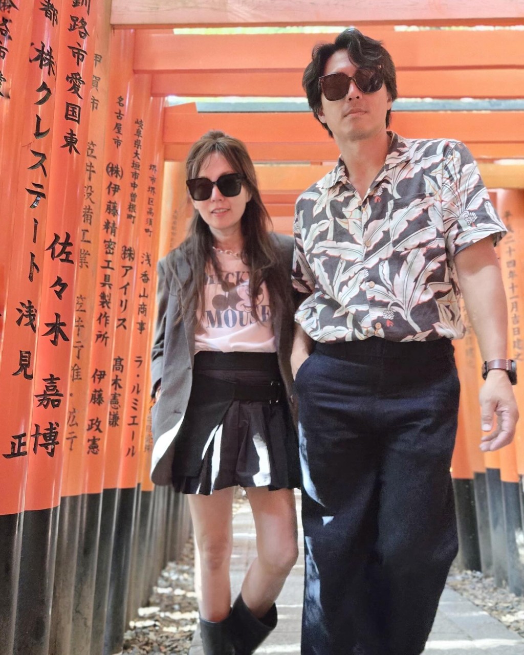 森美早前在社交平台分享與太太同遊京都的開心時刻。