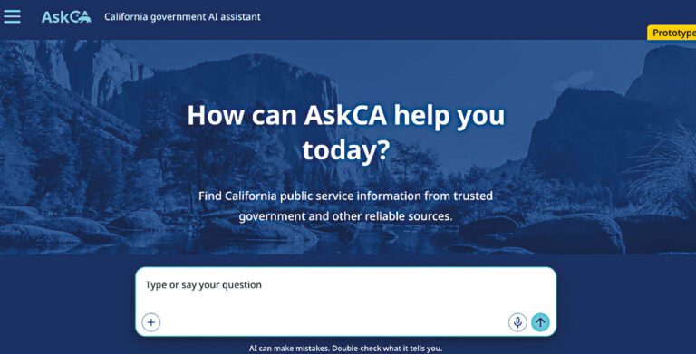 州長辦公室公布的AskCA原型介面截圖。州長辦公室