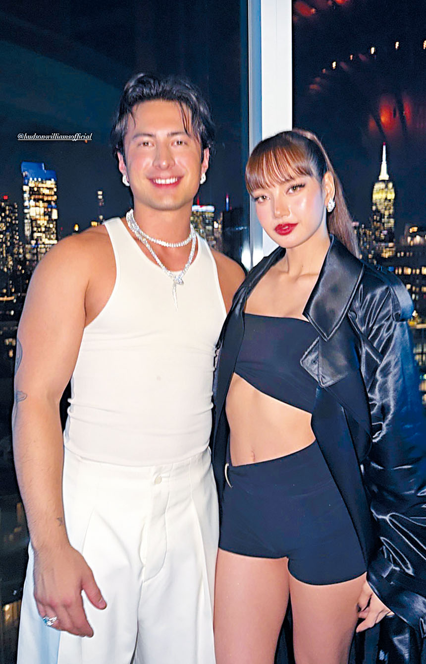 ■Lisa前日現身珠寶活動後再換裝出席派對，並與Hudson Williams合照。