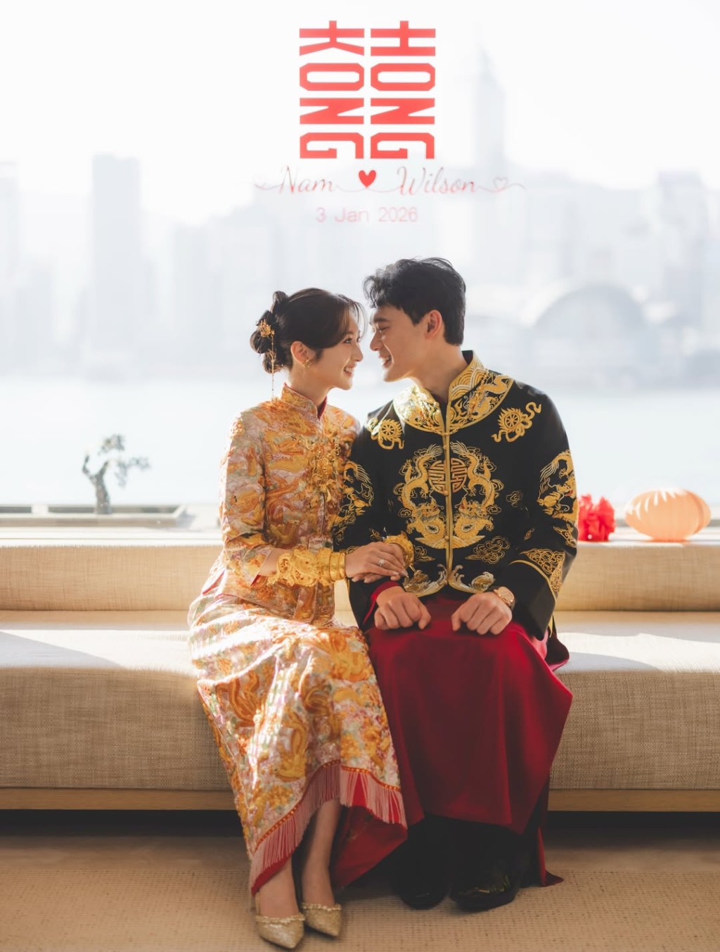 黃靜藍的婚禮在今年年初舉行。