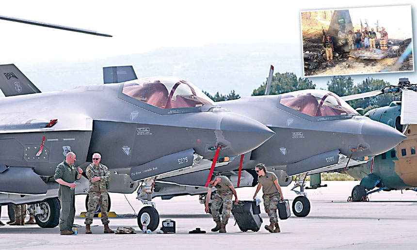 胡塞武裝近日宣稱擊落沙特F-15戰機(小圖),沙特防空戰力面臨前所未有的嚴峻考驗,美國17日批准向沙特出售48架F-35戰機。美聯社/路透社資料圖片