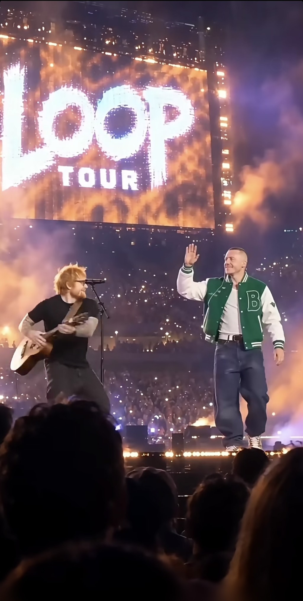 Macklemore(右)因在台上發表支持巴勒斯坦言論,被移除出Ed Sheeran的巡唱陣容。