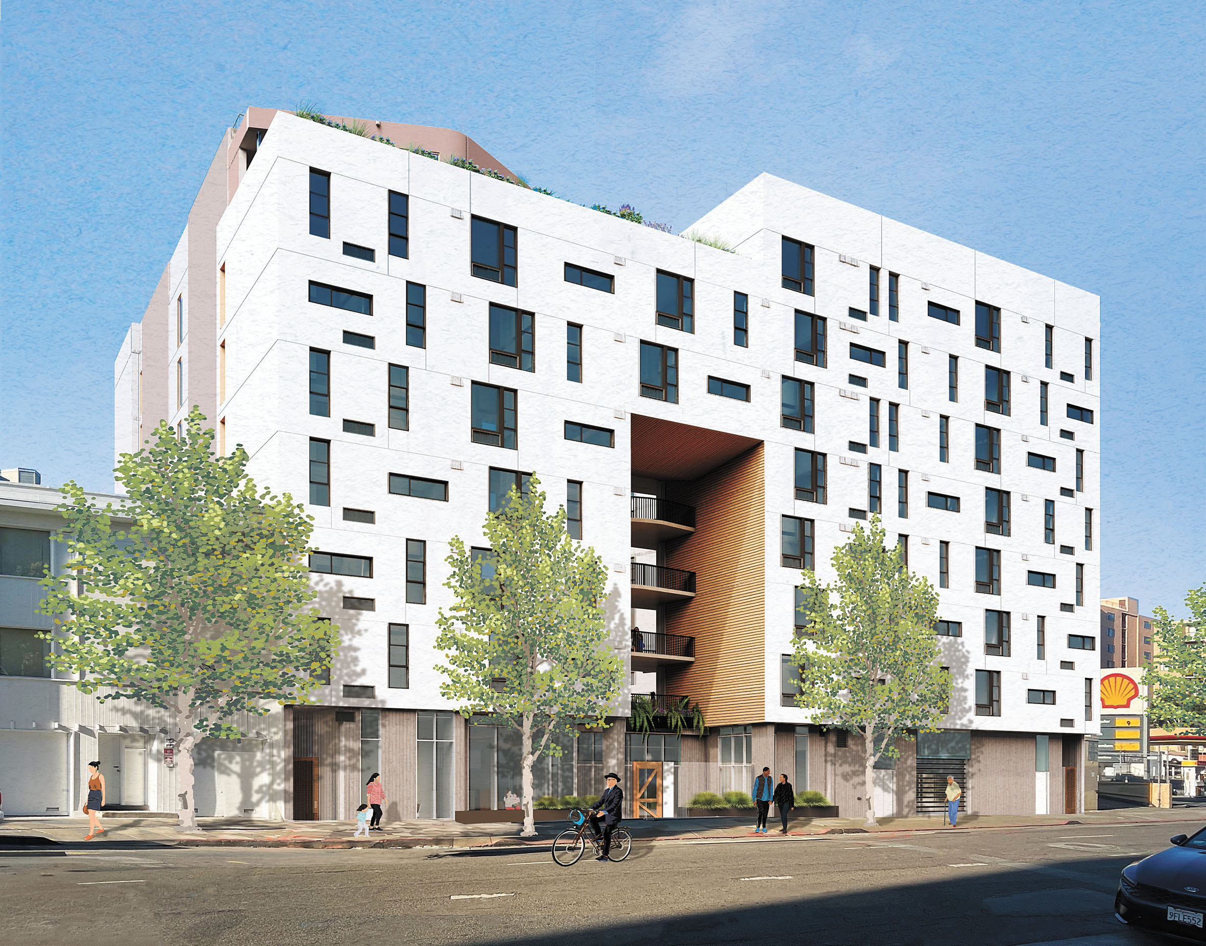 Fillmore區全新可負擔公寓效果圖。David Baker Architects