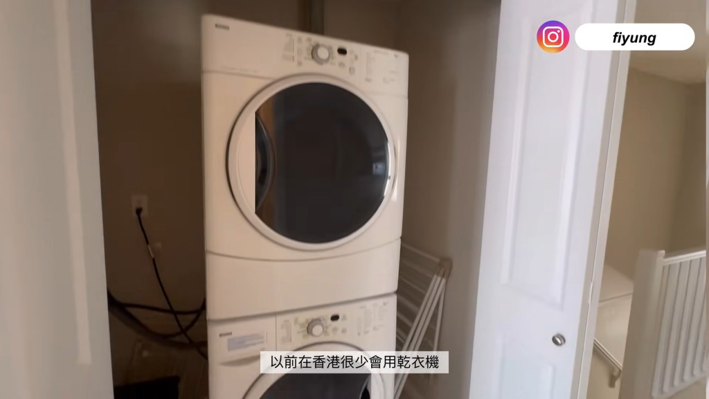 移民後,容羨媛習慣了使用乾衣機。