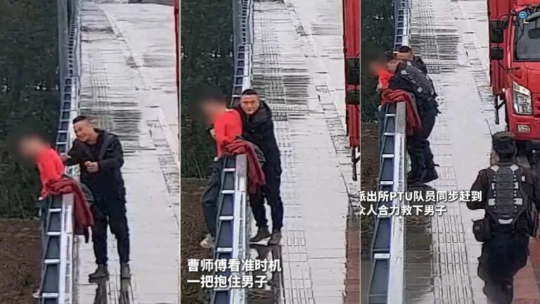 浙江男子企圖跳橋 貨車司機以香煙安撫情緒成功救援