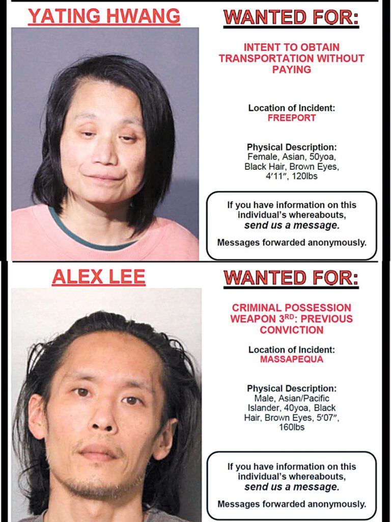 納蘇郡警方公布兩名通緝人士的照片。 納蘇郡警方圖片