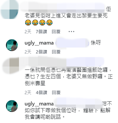 雯雯曾在張致恒的Instagram帖文下，與留下負面評論的網民展開罵戰。