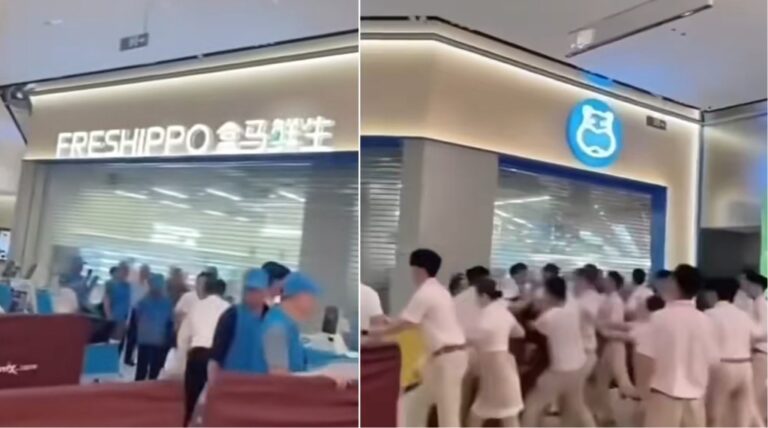 佛山萬象天地開幕日 好利來與盒馬鮮生員工發生推撞