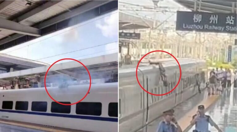 柳州站一男子攀爬動車車頂觸電墜落 送院搶救後暫無生命危險