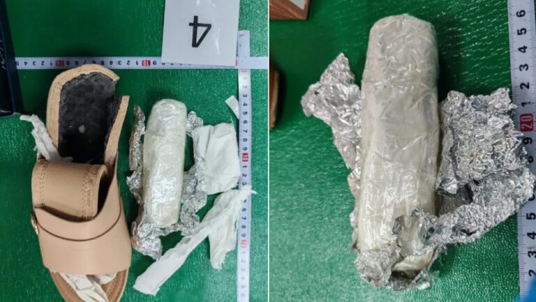 廣州白雲機場海關偵破快件走私案 厚底涼鞋夾層藏逾1.3公斤海洛英
