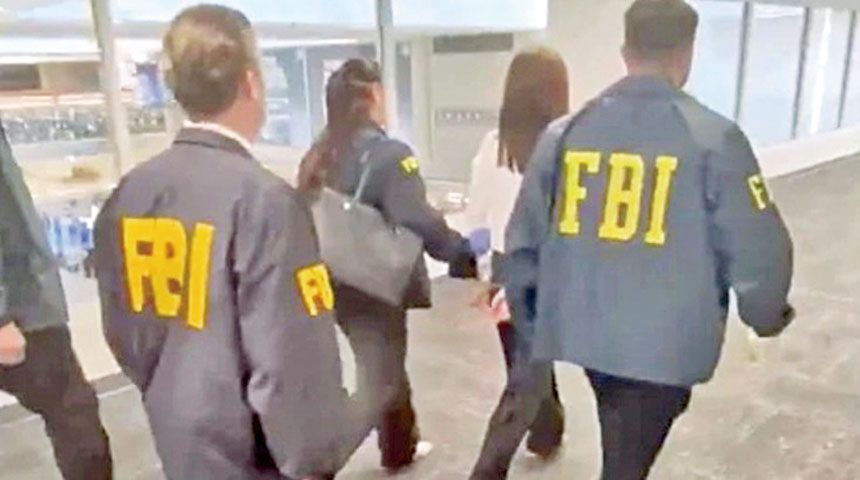 張婉瑩在洛杉磯國際機場被捕。美國司法部