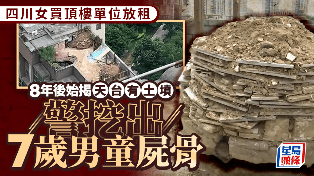 成都女子購二手頂層單位 八年後驚見天台藏有男童土墳