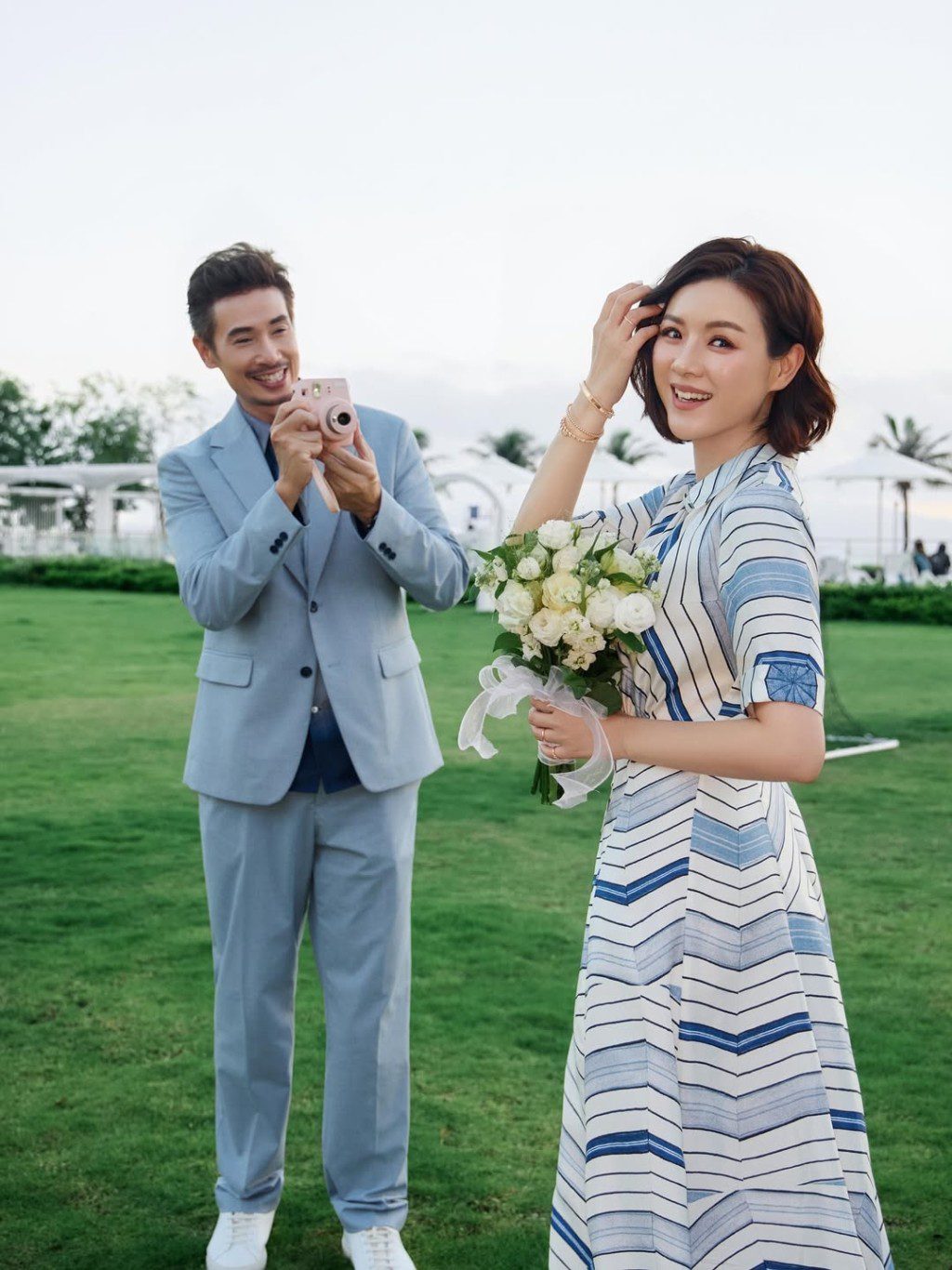 陳茵媺與陳豪在2025年慶祝結婚12周年時,選擇了田園風格。