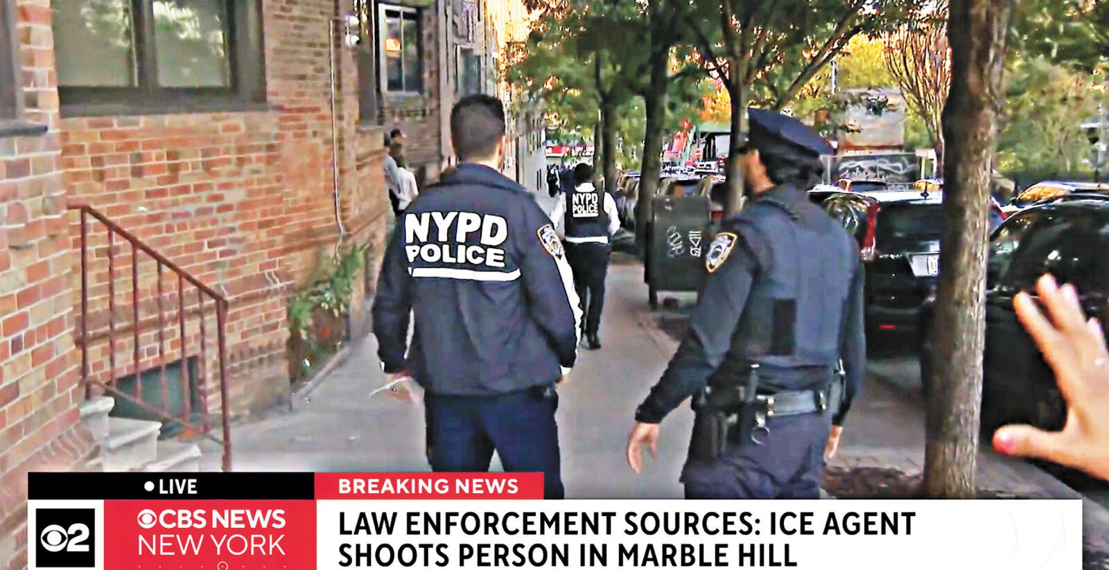 涉事開槍執法人員為ICE特工,紐約市警強調並未參與開槍。 CBS紐約截圖