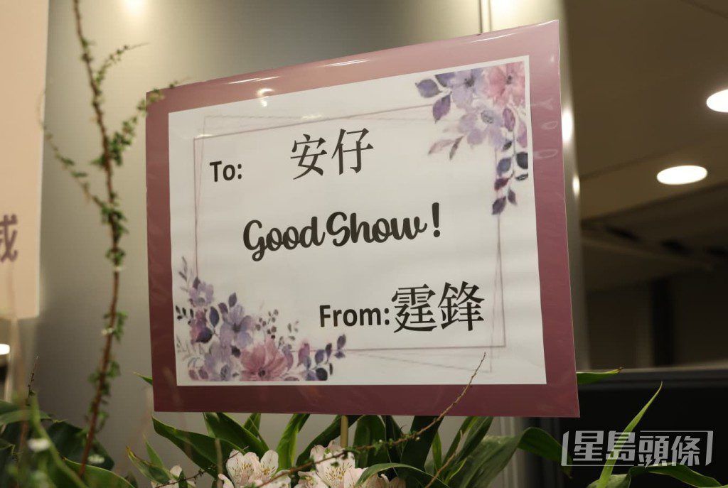 謝霆鋒送上花籃,祝賀安仔Good Show。
