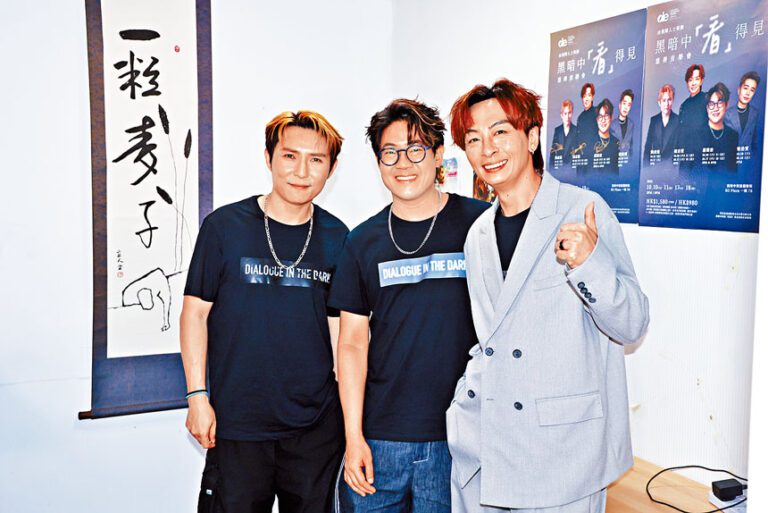 ■（左起）劉威煌、羅啟豪、顏志恒攜手參與慈善音樂會。