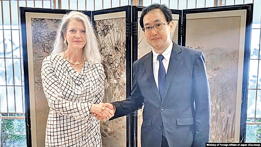 美國國務院副國務卿胡克和日本外務省外務審議官鯰博行在東京會面。網上圖片