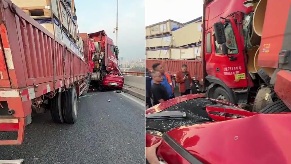 上海徐浦大橋發生六車連環相撞事故 貨車越線釀一死兩傷
