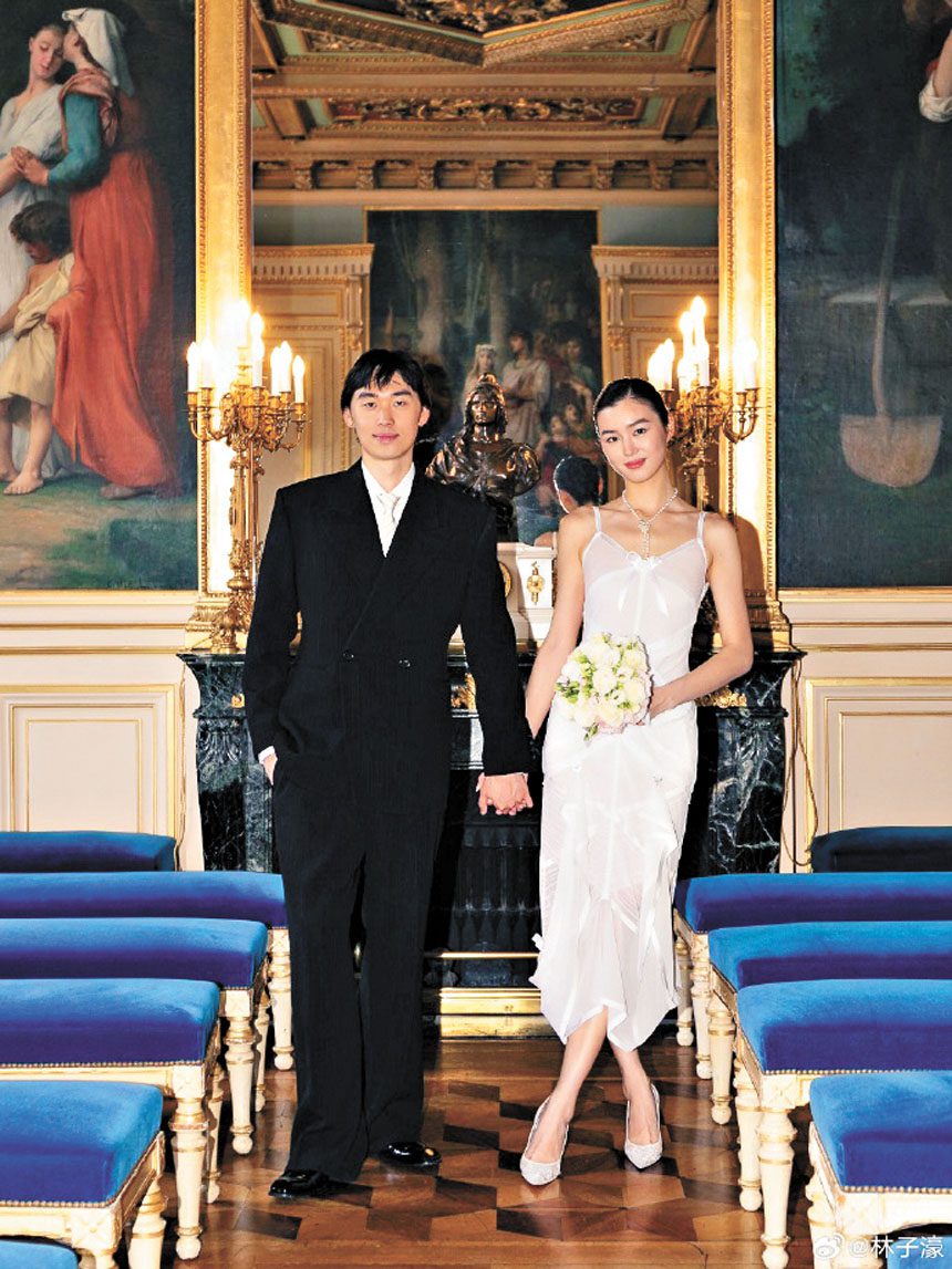 林依輪的兒子林子濠與模特陳瑜結婚。網上圖片