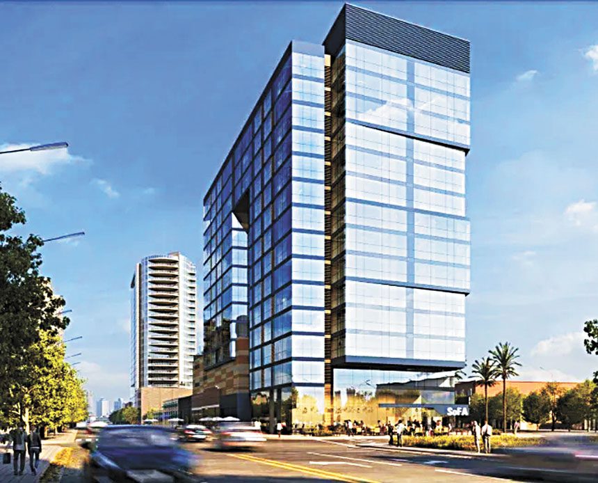 聖荷西市中心Gateway Tower建築構想圖。DLR Group