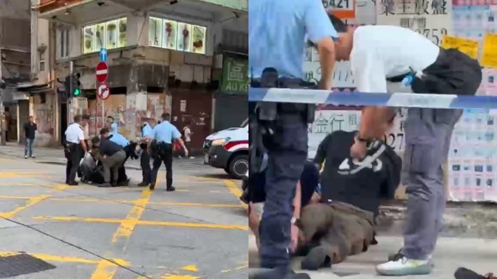 旺角男子馬路中央遭警員制服 警方封鎖現場調查