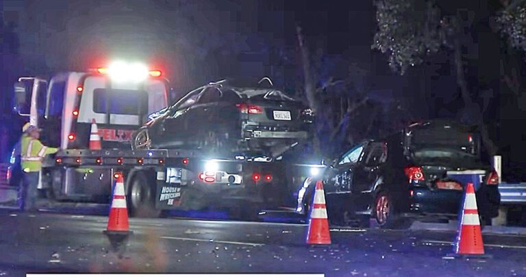 南灣洛斯阿多斯山發生嚴重車禍，造成2死1傷。ABC7電視截圖