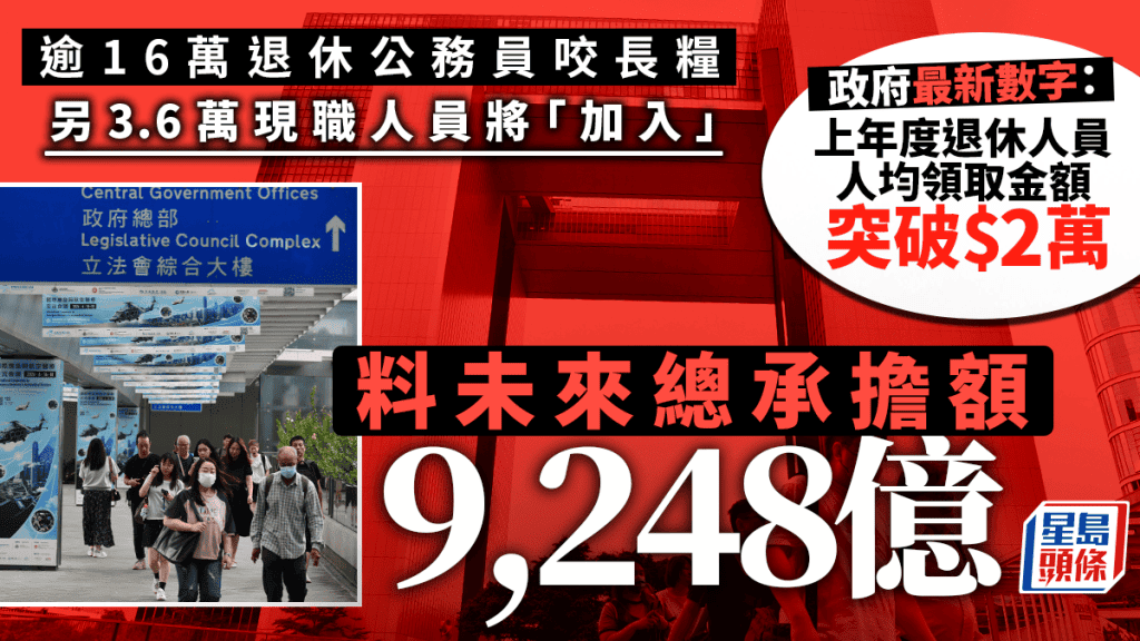 公務員退休金數據公布 新退休者人均月領逾2萬元 未來承擔額逾九千億